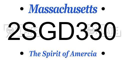 2SGD330 Massachusetts License Plate