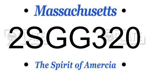 2SGG320 Massachusetts License Plate