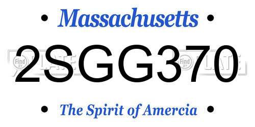 2SGG370 Massachusetts License Plate