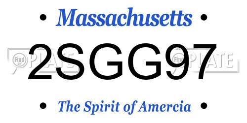 2SGG97 Massachusetts License Plate