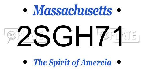 2SGH71 Massachusetts License Plate