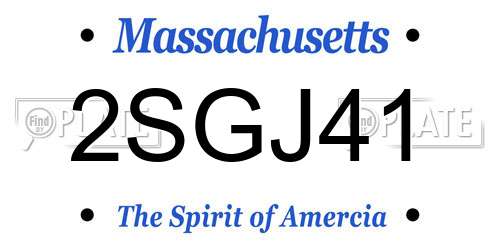 2SGJ41 Massachusetts License Plate