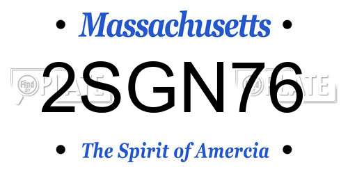 2SGN76 Massachusetts License Plate