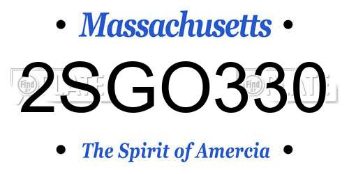 2SGO330 Massachusetts License Plate