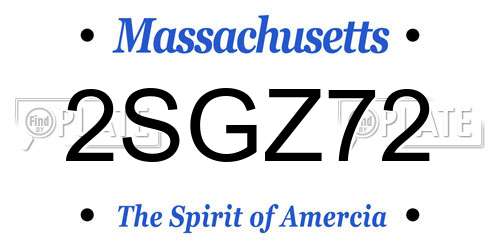 2SGZ72 Massachusetts License Plate