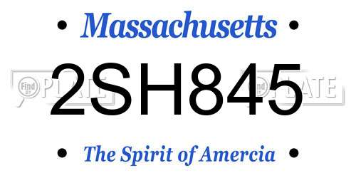 2SH845 Massachusetts License Plate