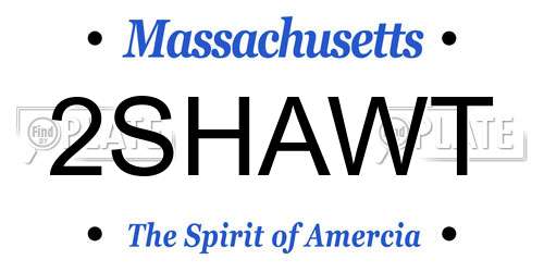 2SHAWT Massachusetts License Plate