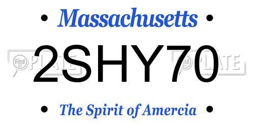 2SHY70 Massachusetts License Plate