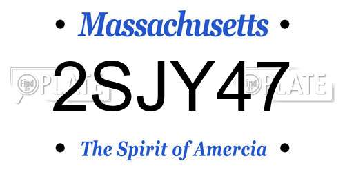 2SJY47 Massachusetts License Plate
