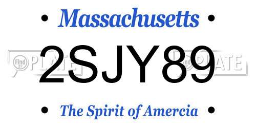 2SJY89 Massachusetts License Plate