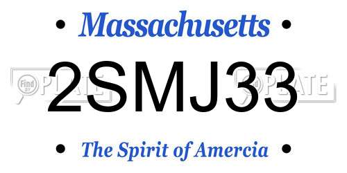 2SMJ33 Massachusetts License Plate