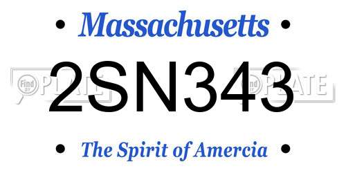 2SN343 Massachusetts License Plate