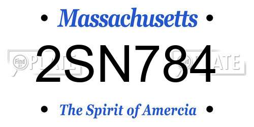 2SN784 Massachusetts License Plate