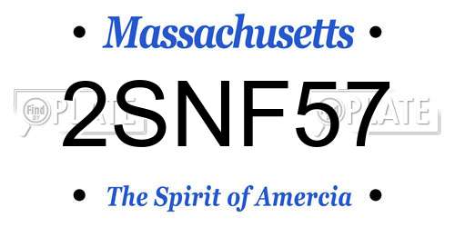 2SNF57 Massachusetts License Plate