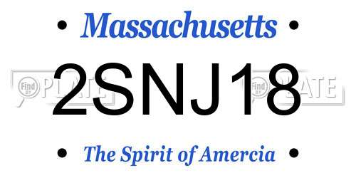 2SNJ18 Massachusetts License Plate
