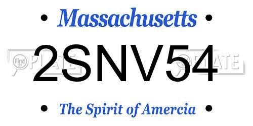2SNV54 Massachusetts License Plate