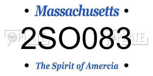 2SO083 Massachusetts License Plate