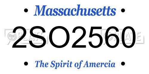 2SO2560 Massachusetts License Plate
