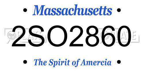 2SO2860 Massachusetts License Plate