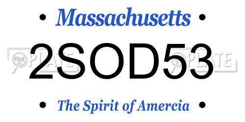 2SOD53 Massachusetts License Plate