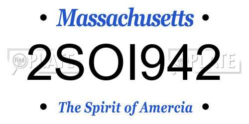 2SOI942 Massachusetts License Plate