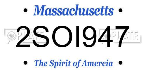 2SOI947 Massachusetts License Plate