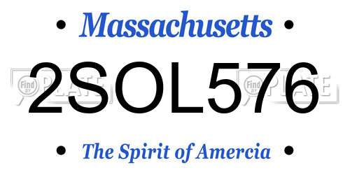 2SOL576 Massachusetts License Plate