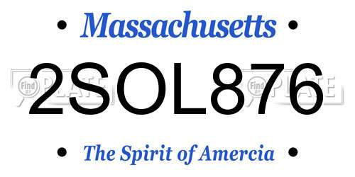 2SOL876 Massachusetts License Plate