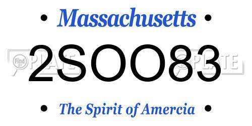 2SOO83 Massachusetts License Plate