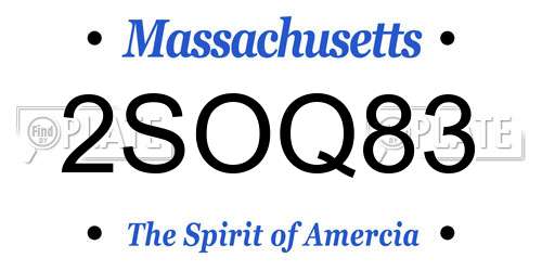 2SOQ83 Massachusetts License Plate