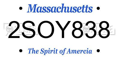 2SOY838 Massachusetts License Plate