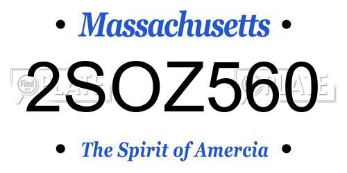2SOZ560 Massachusetts License Plate