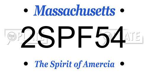 2SPF54 Massachusetts License Plate