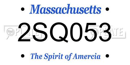 2SQ053 Massachusetts License Plate
