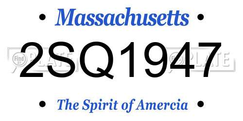2SQ1947 Massachusetts License Plate