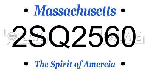 2SQ2560 Massachusetts License Plate