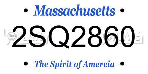 2SQ2860 Massachusetts License Plate