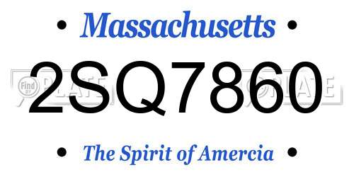 2SQ7860 Massachusetts License Plate