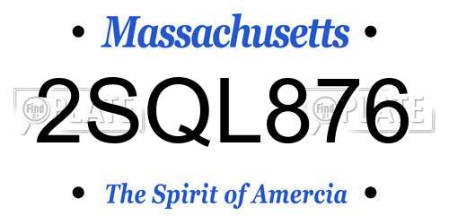 2SQL876 Massachusetts License Plate