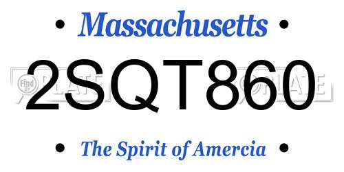 2SQT860 Massachusetts License Plate