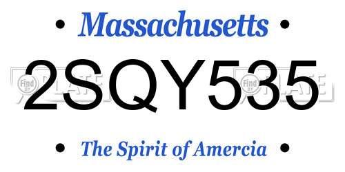 2SQY535 Massachusetts License Plate