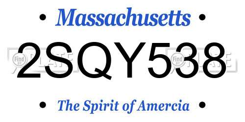 2SQY538 Massachusetts License Plate