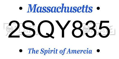 2SQY835 Massachusetts License Plate