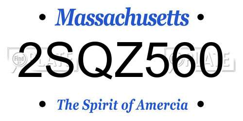 2SQZ560 Massachusetts License Plate