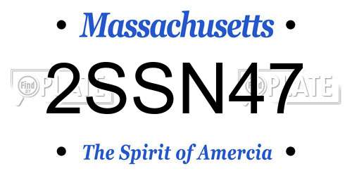 2SSN47 Massachusetts License Plate