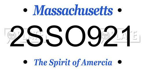 2SSO921 Massachusetts License Plate