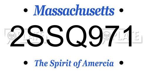 2SSQ971 Massachusetts License Plate