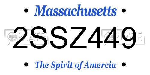 2SSZ449 Massachusetts License Plate