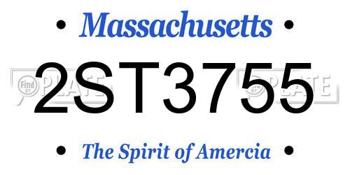 2ST3755 Massachusetts License Plate
