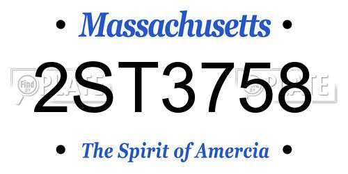 2ST3758 Massachusetts License Plate